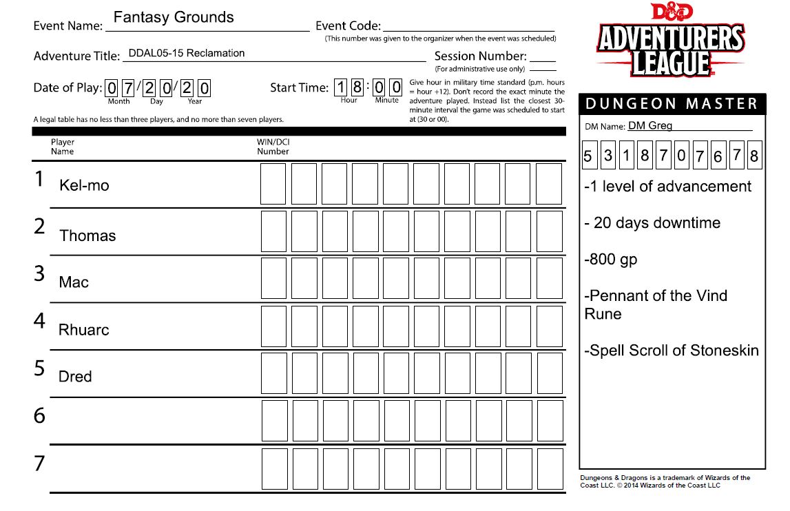 DDAL05-14 Reclamation 7/20/20