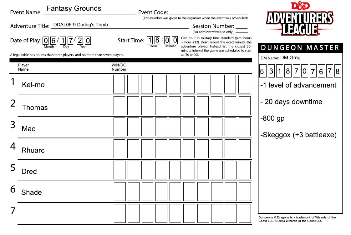 DDAL05-09 Durlag’s Tomb 6/17/20